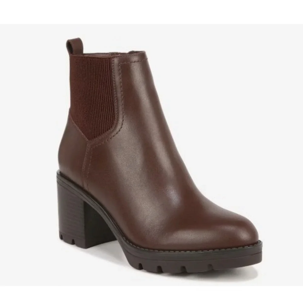 Naturalizer Verney Women's Brown Leather Lug Waterproof‎ Ankle Boots 11 Wide NEW